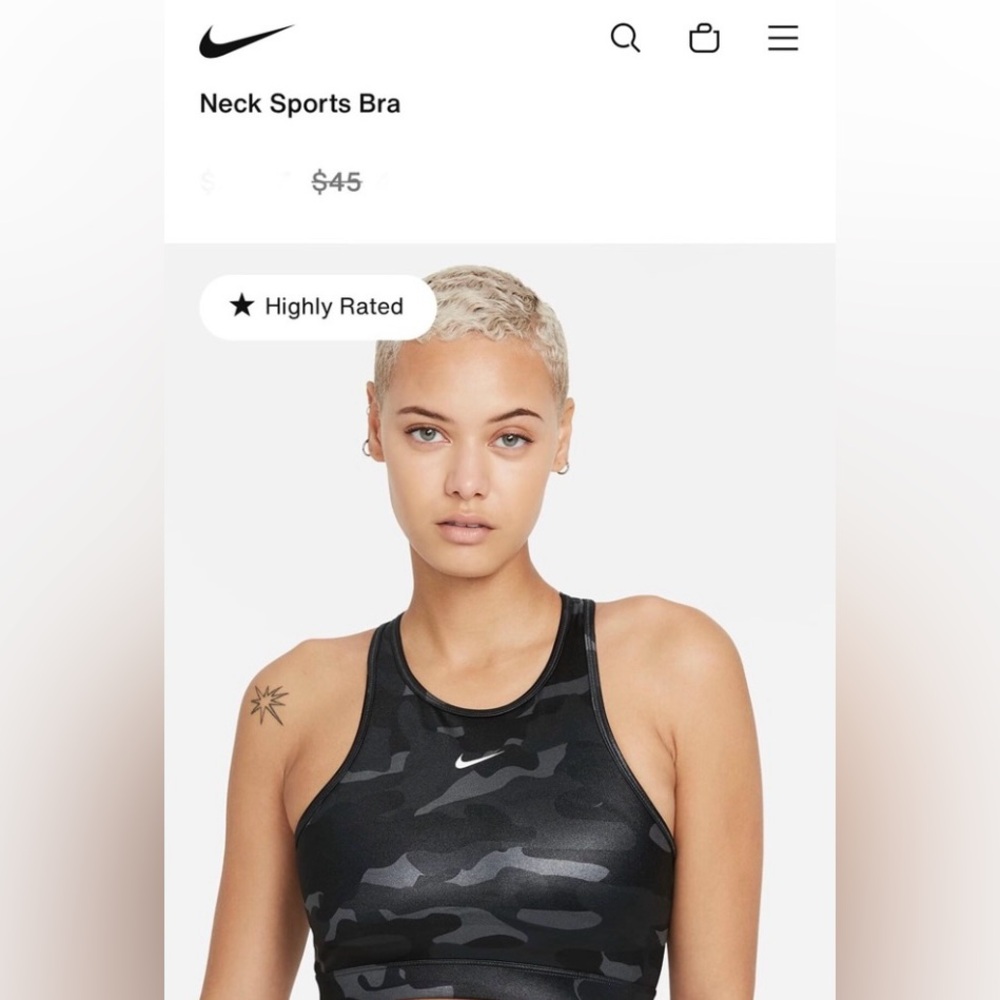 Nike Neck Sports Bra NWOT L